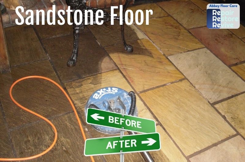 image showing a dirty tile floor partly cleaned.