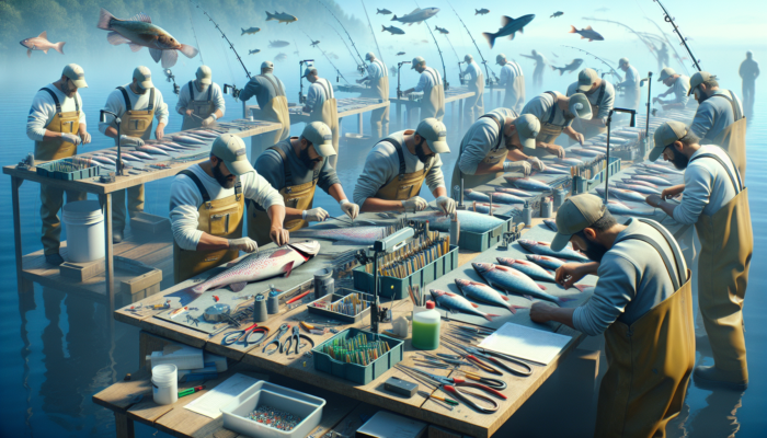 Competitive anglers showcasing speed scaling techniques at a tournament, emphasizing teamwork and efficiency.