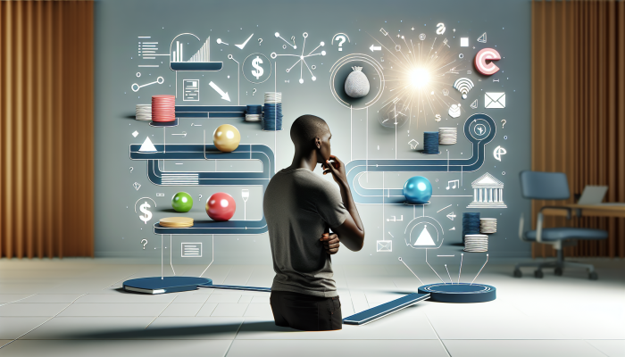 How to Consolidate Debt and Improve Credit: A Comprehensive Guide | DCL A person selecting the ideal debt consolidation option, assisted by charts and a highlighted path.
