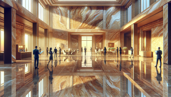 Luxurious home interior featuring well-maintained travertine tiles, boosting resale value, admired by potential buyers.