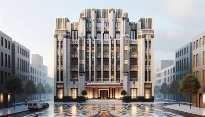 Art Deco building in London showcasing the evolution of terrazzo flooring from luxury to modern versatility.