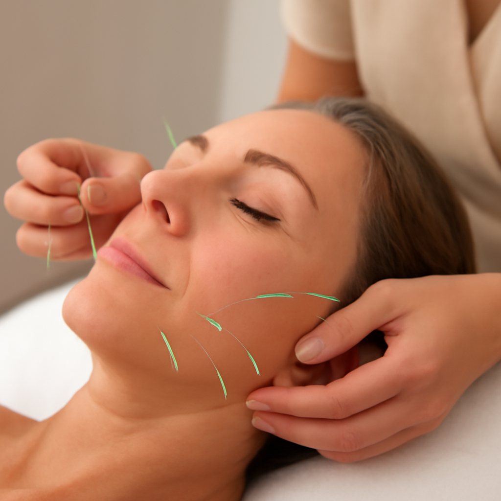 Illustration for success story: from sore jaw to softer lines related to cosmetic acupuncture suitability for holistic facial care
