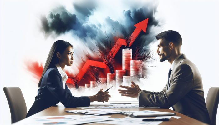 Mastering Debt Qualification with High Debt Levels: UK Guide | DCL A person receiving financial guidance with charts and rising debt graphs in the background.