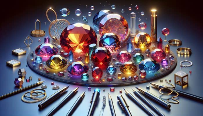 Dazzling Gala Gems Sparkling in vibrant colors, enhancing jewelry and decor with durable, cost-effective elegance.