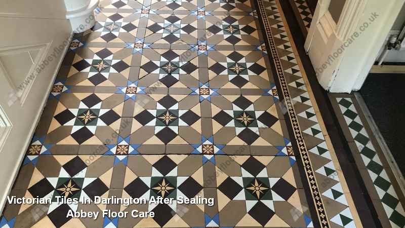 Darlington Victorian tile hallway after cleaning and breathable matt sealing