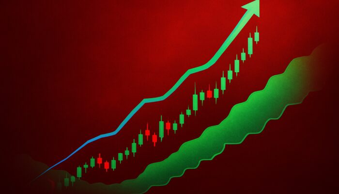 Dynamic stock chart with Ichimoku Cloud: Tenkan-sen crossing above Kijun-sen in green, indicating bullish momentum.