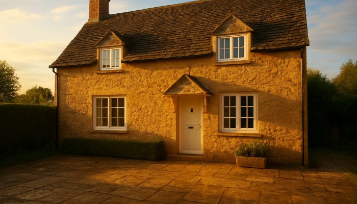 Sunny Nether Compton cottage with sparkling windows and fresh linens after a thorough cleaning.